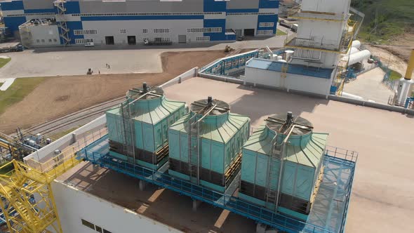 Fan Turns in A Protective Casing. Industrial Ventilation System at The Enterprise