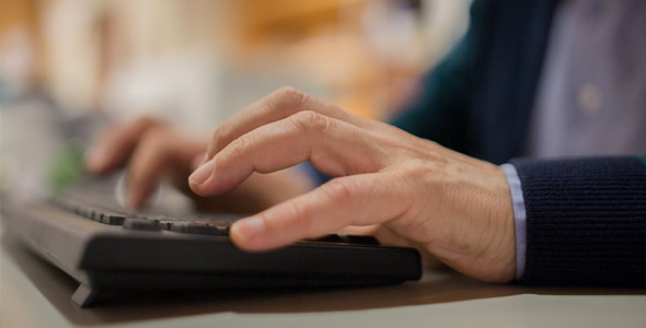 Senior Computer Typing