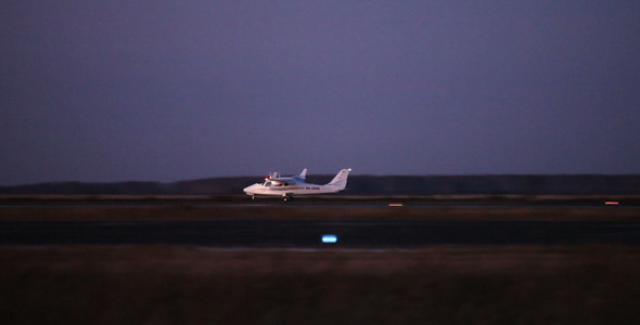 Airplane in twilight