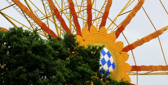 Ferris Wheel in Carousel Amusement Park and Tree 1