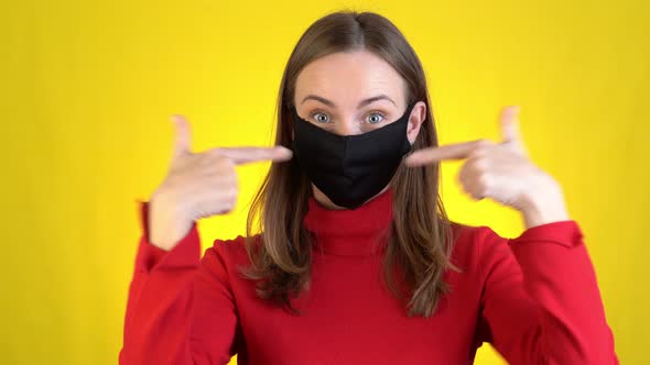 Woman Isolated on Yellow Background Studio