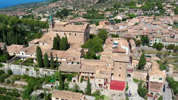 Aerial Drone Video Footage of Valdemossa Town, Mallorca
