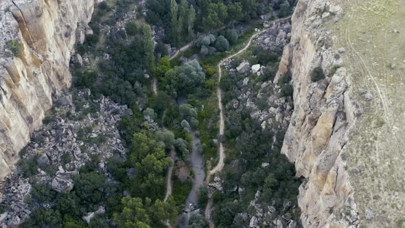 Ihlara Valley Canyon View From Air During Sunrise