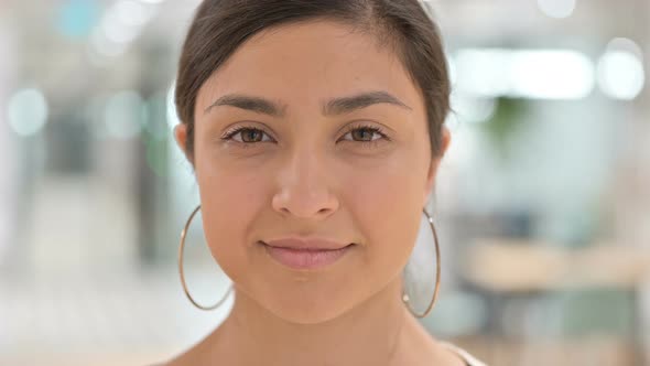 Close Up of Face of Serious Indian Woman Looking at the Camera