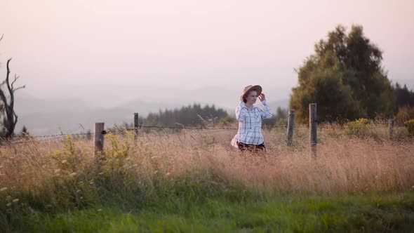 Portrait of Positive Female Farmer at Agriculture Farm