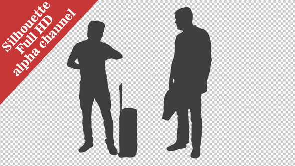 Silhouette of Two Men with Baggage