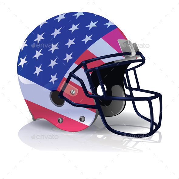 Vector American Football Helmet with American Flag