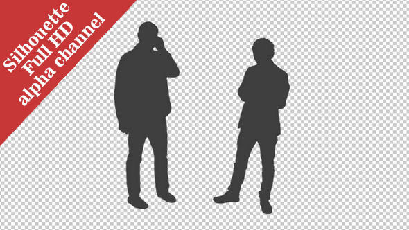 Silhouette of Two Men with Smartphones