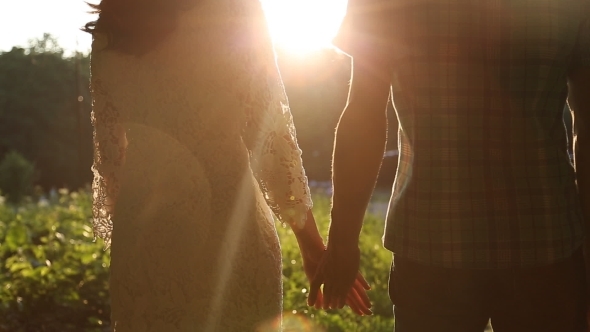 Young Couple In Love Walking