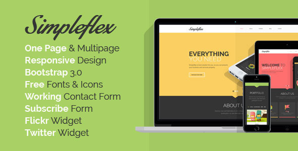 Simpleflex - płaski szablon HTML OnePage i MultiPage