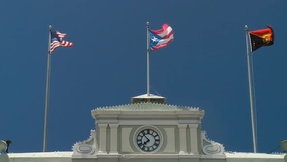 Flags Fly Atop Government Building