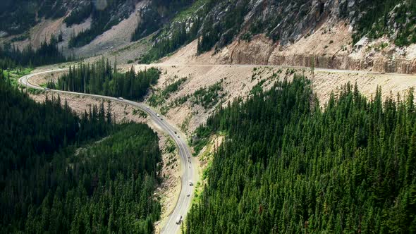 Switchback Road Through The North Cascades National Park