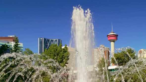 Fountain And Calgary Tower