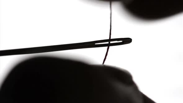 Threading A Needle In Silhouette, Vertical