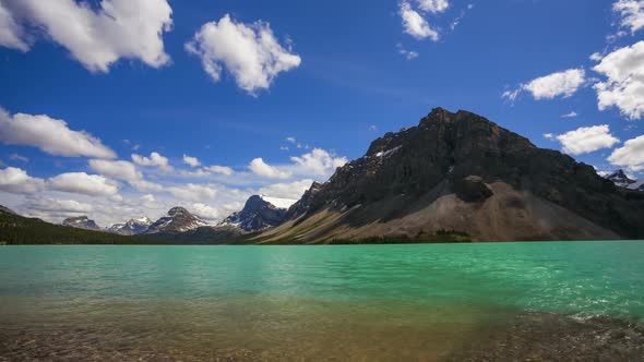 Bow Lake And Crowfoot Mountain, Time Lapse