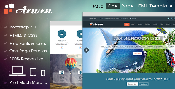 Arwen One Page HTML Template