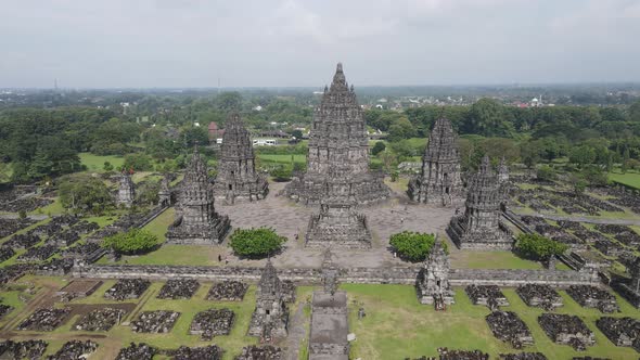 Aerial view hindu temple Prambanan in Yogyakarta, Indonesia.