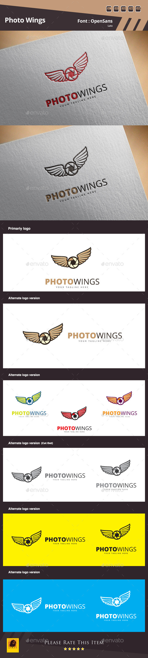 Photo Wings Logo Template