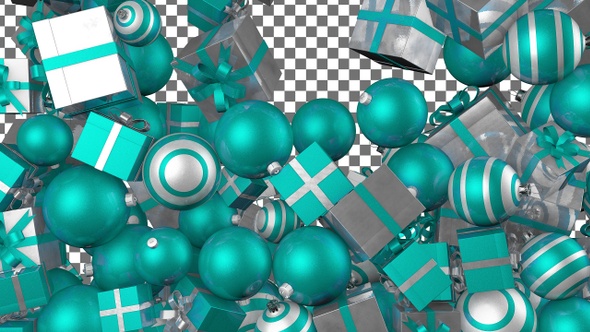 Christmas Balls and Gift Boxes Transition - Turq White alt