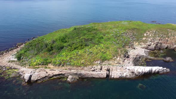 Aerial view to a island in sea