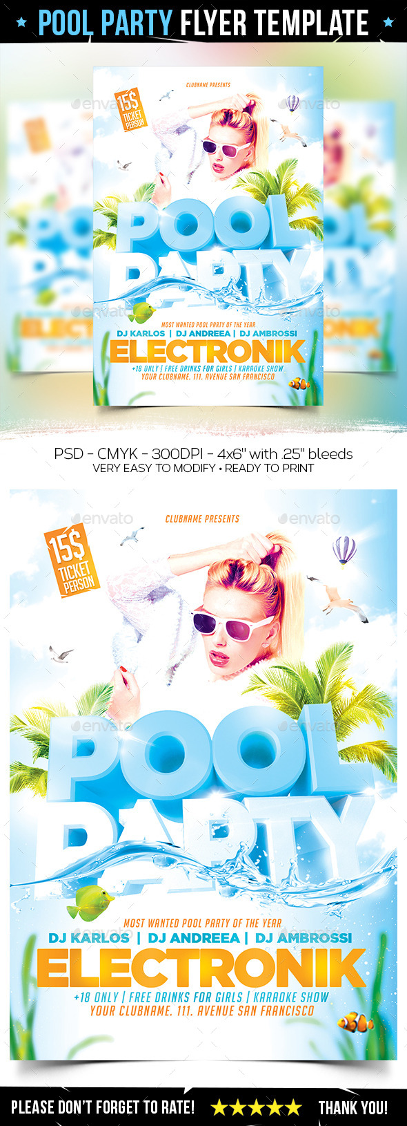 Pool Party Flyer Template Graphics Designs Templates