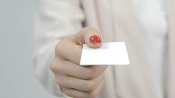 Business Woman giving Visit Card
