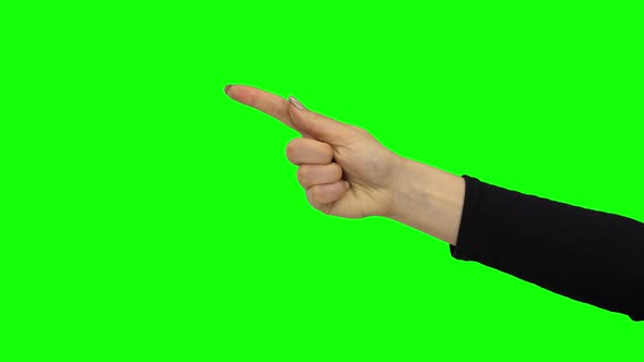 Hand of Female Selecting Three Points, Chroma Key