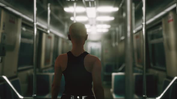 Slow Motion Young Woman in Metro alt