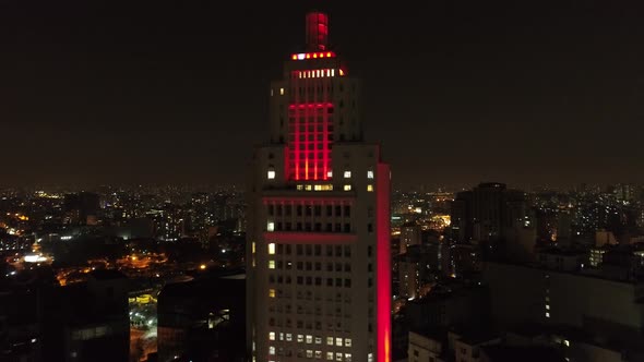 Night downtown Sao Paulo Brazil. Downtown district at night life scenery.