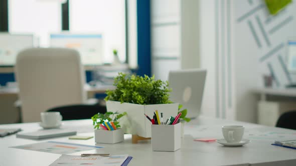 Interior of Modern Open Plan Financial Office with No People