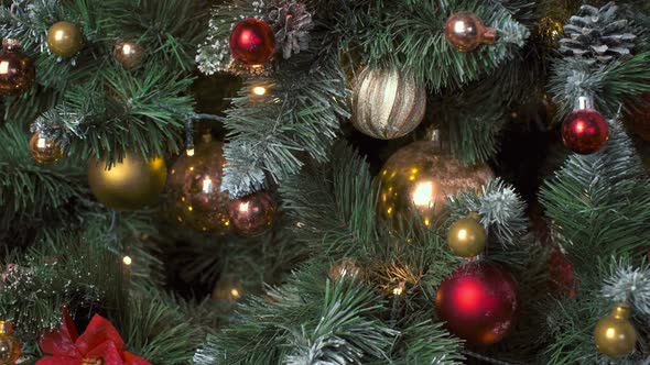 Decoration Bauble on Decorated Christmas Tree Background