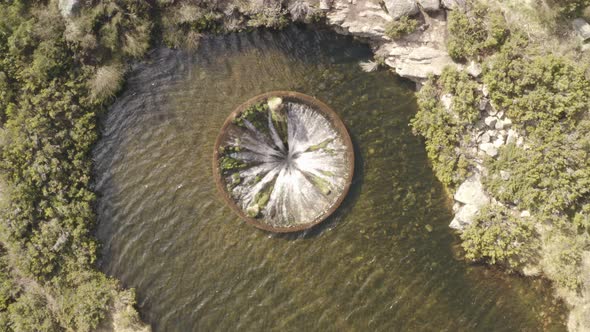 Aerial drone view of Covao dos Conchos in Serra da Estrela, Portugal