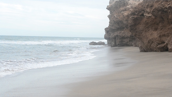 Cliffs, The Beach And The Sea Waves