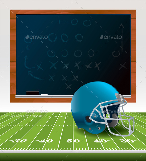 Vector American Football Helmet and Chalkboard
