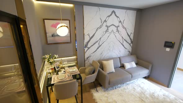 Modern and Luxurious Apartment Decoration Walkthrough from the Dining Area to the Living Area
