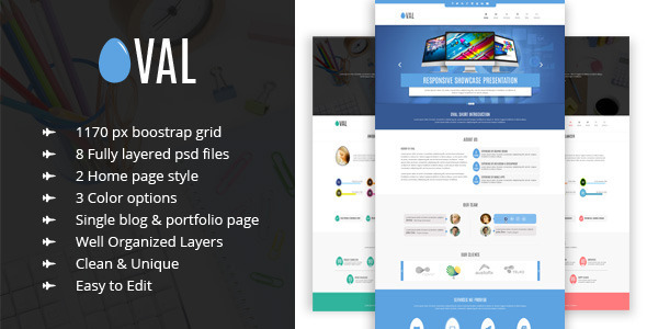 Oval - Creative OnePage PSD Template