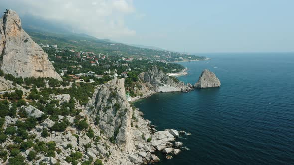 Aerial View of Simeiz Mountain Koshka and Diva Rock