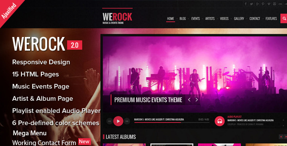 WeRock - Ajax Music Radio Streaming &amp; Event HTML Szablon