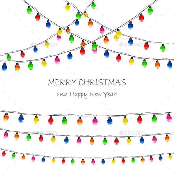 Christmas Lights on White Background