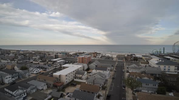 Neighborhood Between Suburban Bay Area on Aerial View of Seaside Heights Bay NJ US