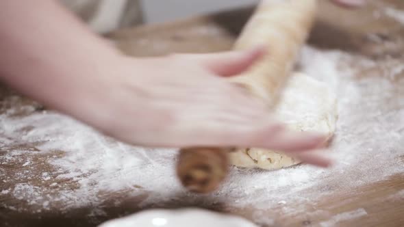 Time lapse. Step by step. Rolling out dough for pie crust.