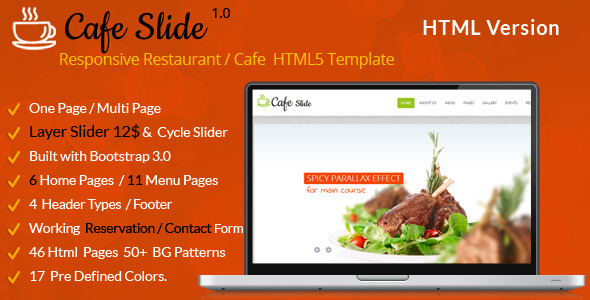 Cafe Slide - Responsive Restaurant HTML5 Template
