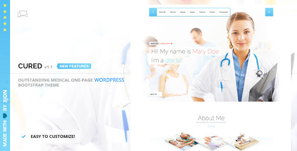 Cured - One Page Medical Doctor WordPress Theme