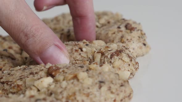 Cookies with walnut picked by hand 4K video