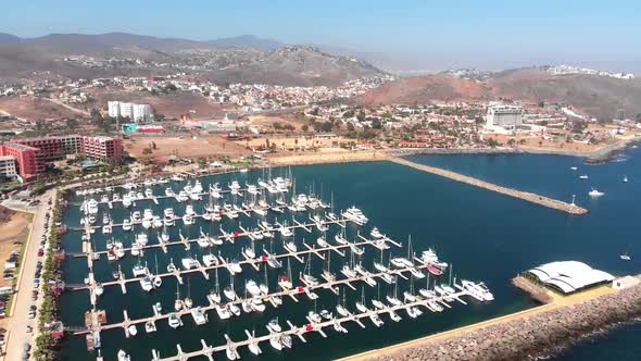 Boats on Ensenada beach Mexico