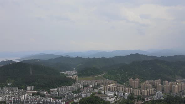 Aerial View of City, Hangzhou, China