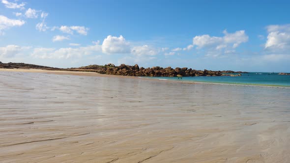 Empty Sandy Beaches Of Brittany
