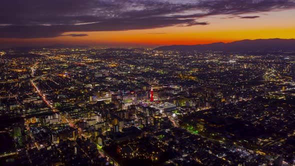 Aerial view Hyper lapse 4k Video of Building in Kyoto City