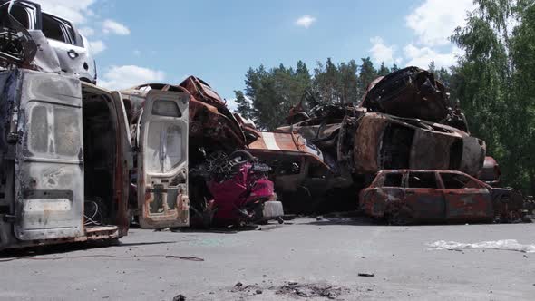 Burnt and Shot Cars During the War in Ukraine