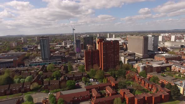 Birmingham UK Aerial Low Panning Movement Shoot with Broad Street